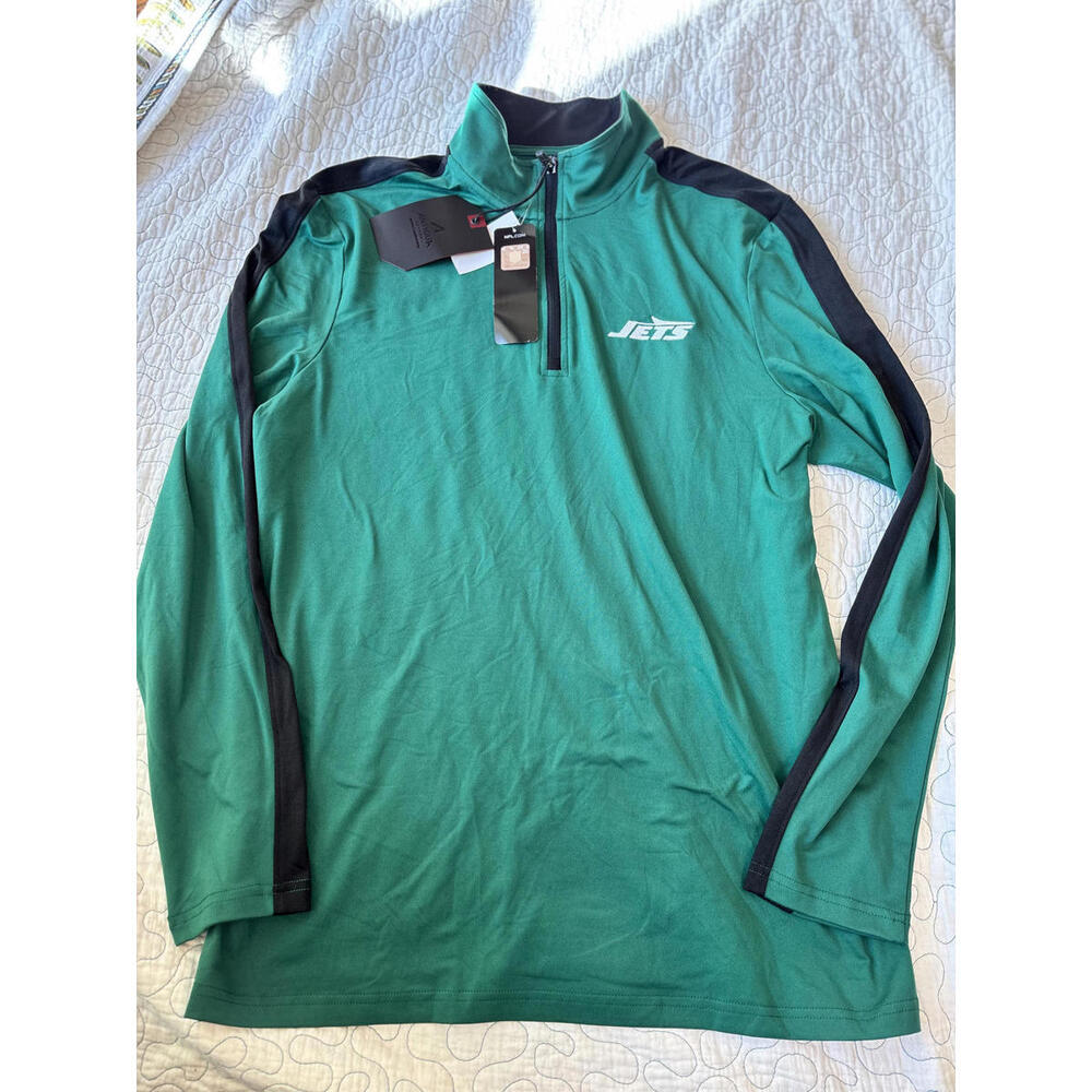 Antigua New York Jets Green and Black Quarter-Zip Pullover Size‎ Medium #537